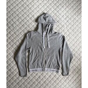 Y2K VTG Calvin Klein Spell-out Gray Zip Hoodie Jacket Sz S Classic Designer